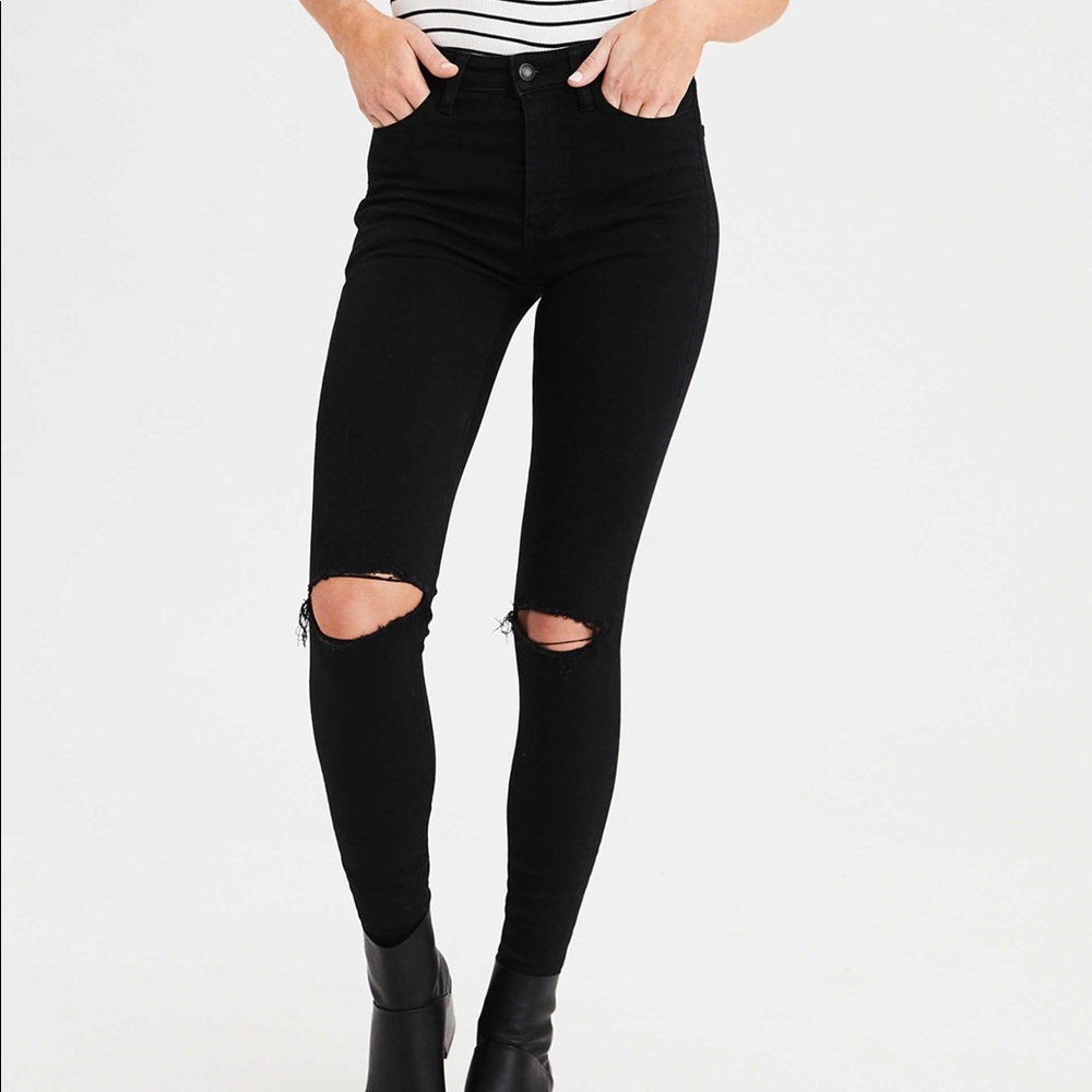 American Eagle Black Ripped Jeggings